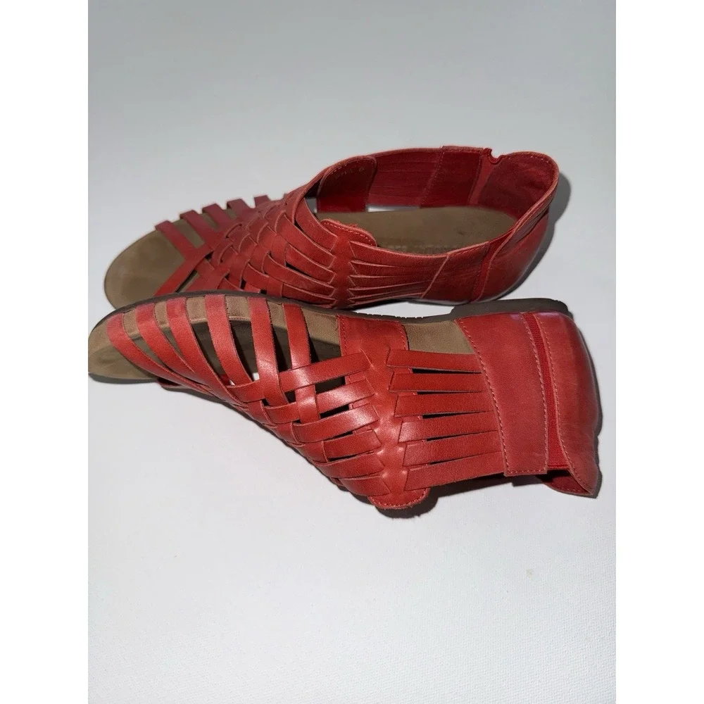 Chocolat Blu Viva G Women Red‎ Leather Weave Huarache Sandals Comfort Italy Sz 6